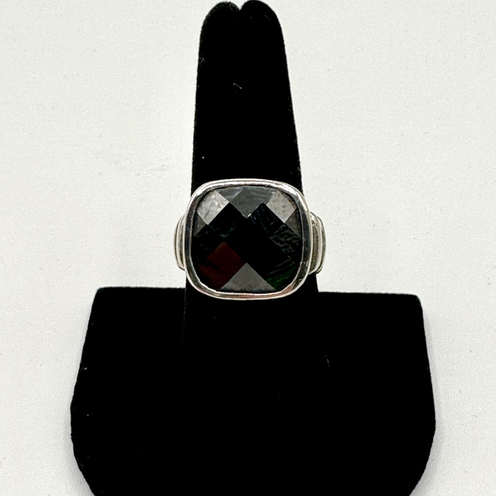 Vintage Marsala Modernist Black Faceted Cz 925 Sterling Nugget Ring Sz 7.5